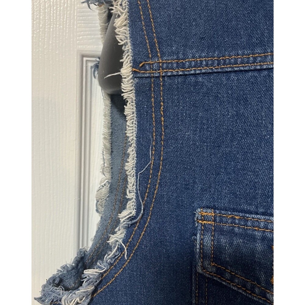 Denim Cut-Off Sleeveless Blue Jean Button Up Shirt Distressed New WITHOUT Tag XL - Picture 5 of 7